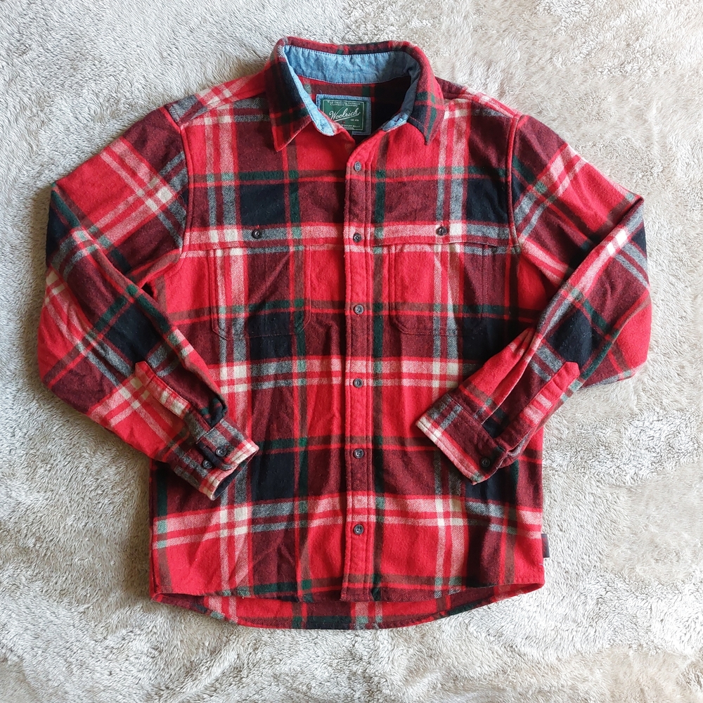 Woolrich Men's Red Wool Nylon Buffalo Check Plaid Flannel | M